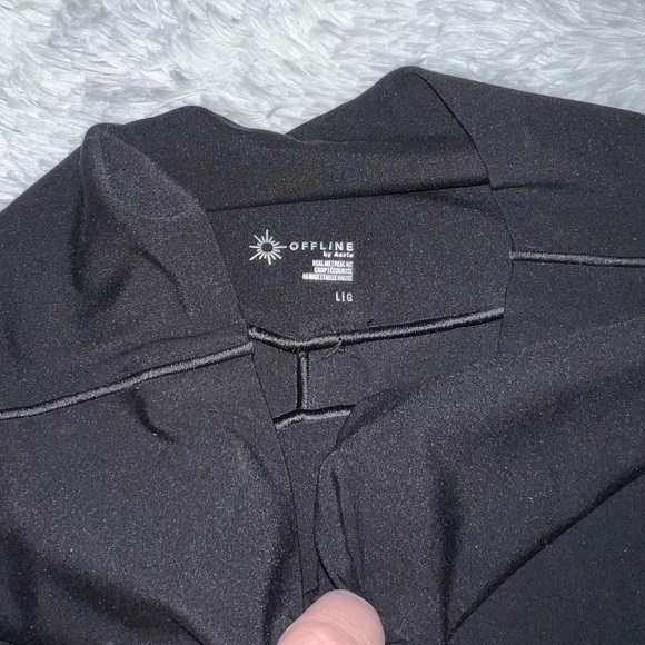 Aerie Offline Black Biker Shorts Long Length size Large - Picture 3 of 4